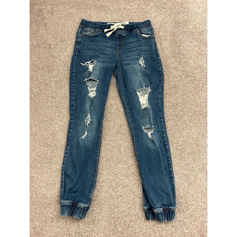 Celebrity Pink Denim Joggers Juniors Small Blue Excellent Distressed Ripped
